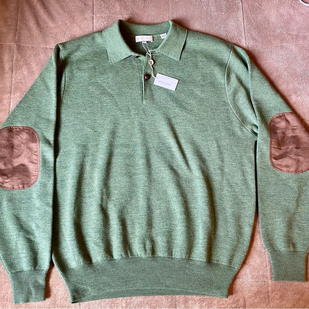 Peter Millar Sage Green Polo Sweater